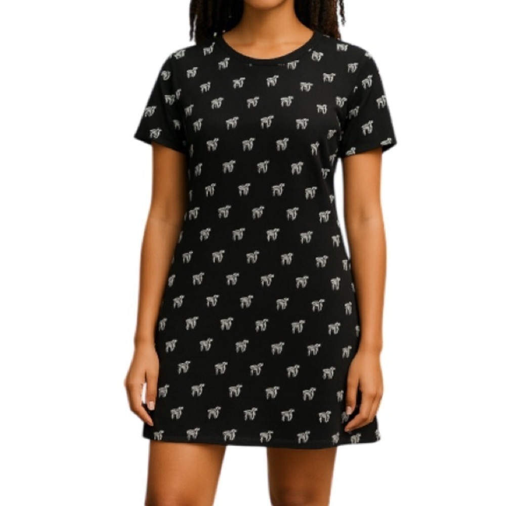 ABERCROMBIE & FITCH Zebra Print Mini Tunic Dress Black White Preppy Summer S